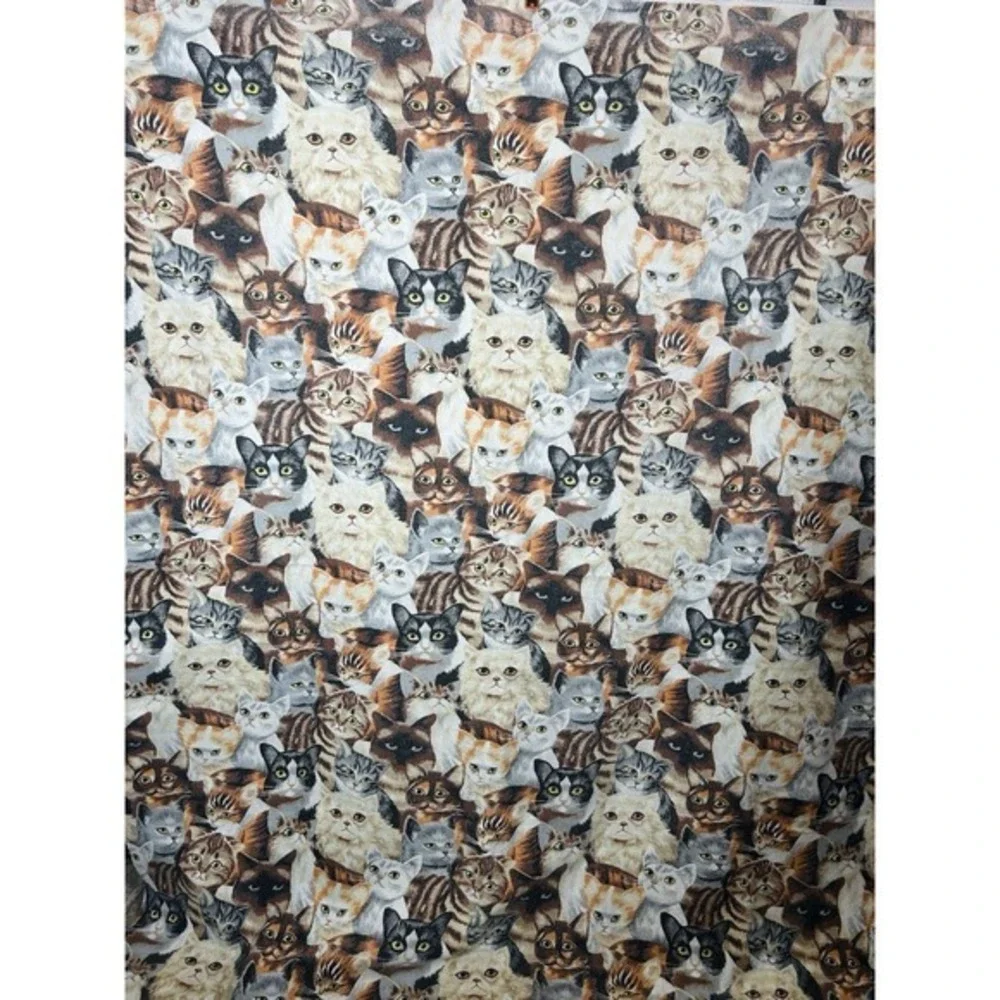 Vintage Woven 86x70 Crazy Cat Lady Tapestry Blanket Comforter‎ Cottage Catcore
